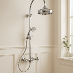 PB Classic shower column with thermostatic tap and rain shower chrome